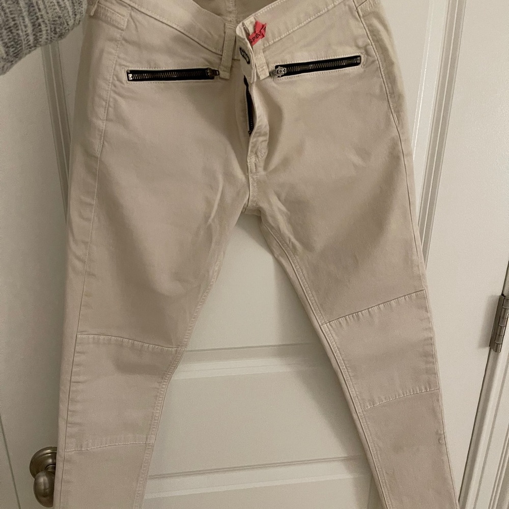 Rag & Bone tan moto-style skinny pants